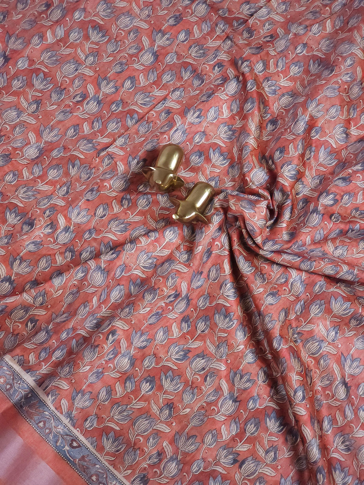 Soft Semi Tussar with Digital Prints - Peach