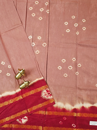 Madurai Sungadi Cotton Saree - Dusty Rose with Red