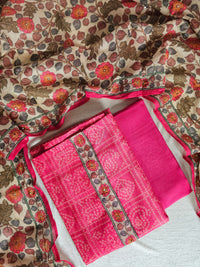 Chanderi with Kantha Unstitched Salwar Suit - Pink (Copy)