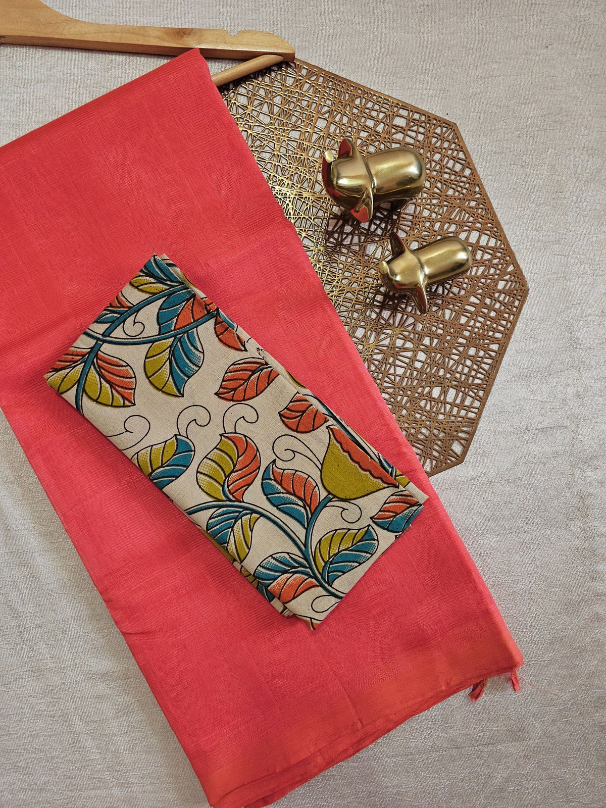 Handwoven Mangalagiri Plain Pattu Saree - Orange