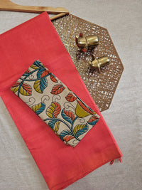 Handwoven Mangalagiri Plain Pattu Saree - Orange