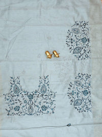 Premium Soft Linen Tissue with Hand Emboridery - Blue