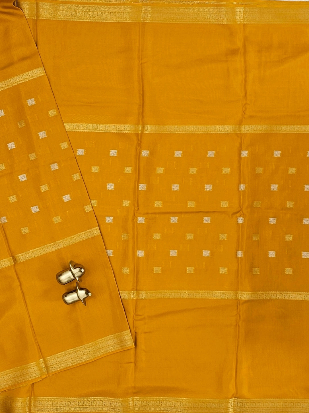 Semi Mysore Crepe Silk Saree - Musterd Yellow
