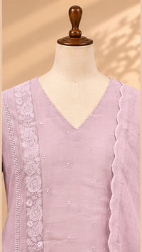 Mul Chanderi 3 pcs Salwar Suit - Dusty Lavender