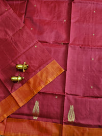 Chinnalampattu Saree - Dark Red with Yellow