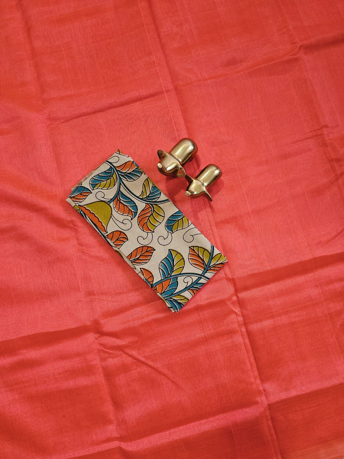 Handwoven Mangalagiri Plain Pattu Saree - Orange