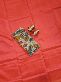 Handwoven Mangalagiri Plain Pattu Saree - Orange