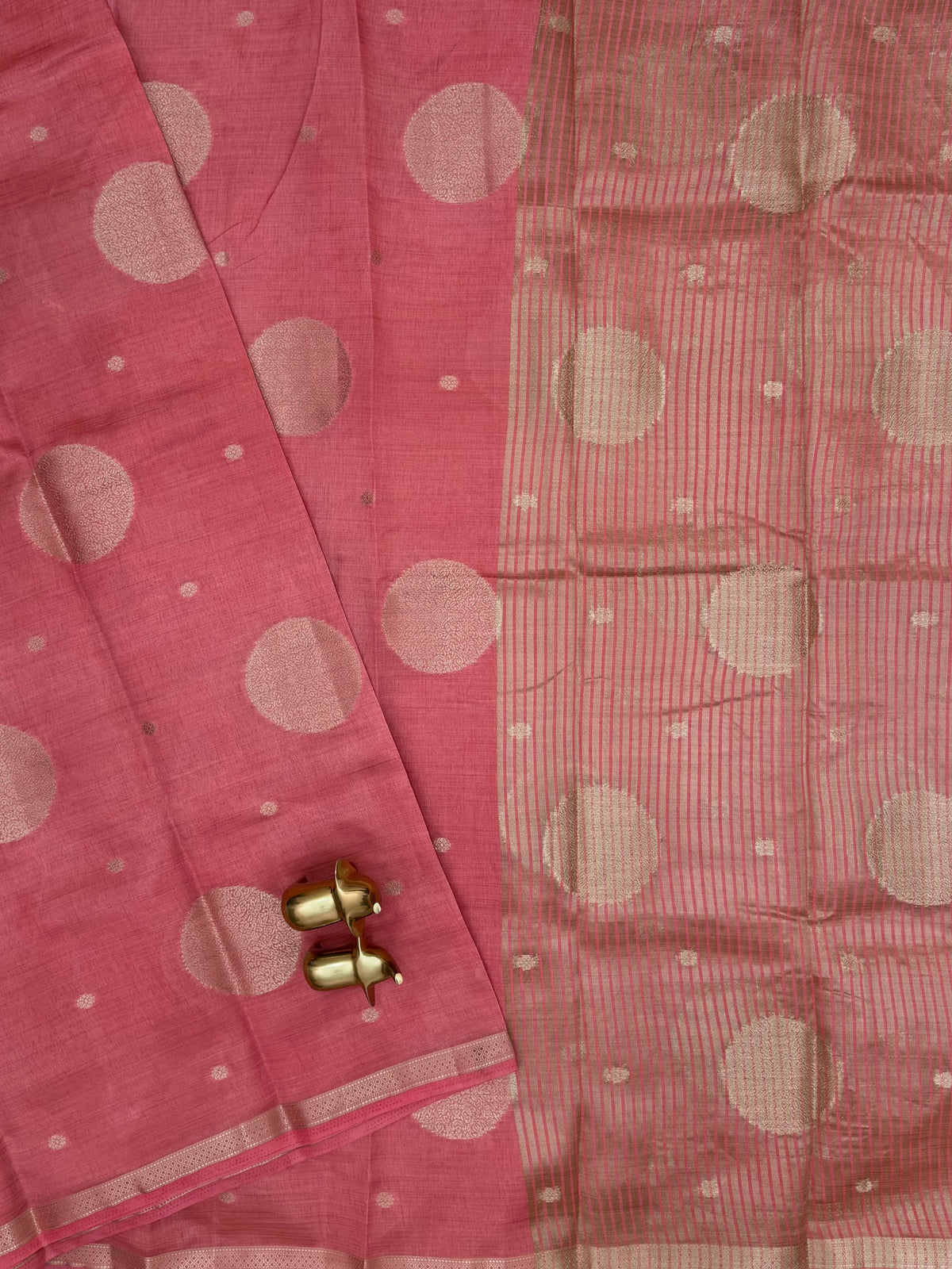 Tussar Silk Cotton Saree - Peach