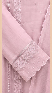 Mul Chanderi 3 pcs Salwar Suit - Dusty Lavender