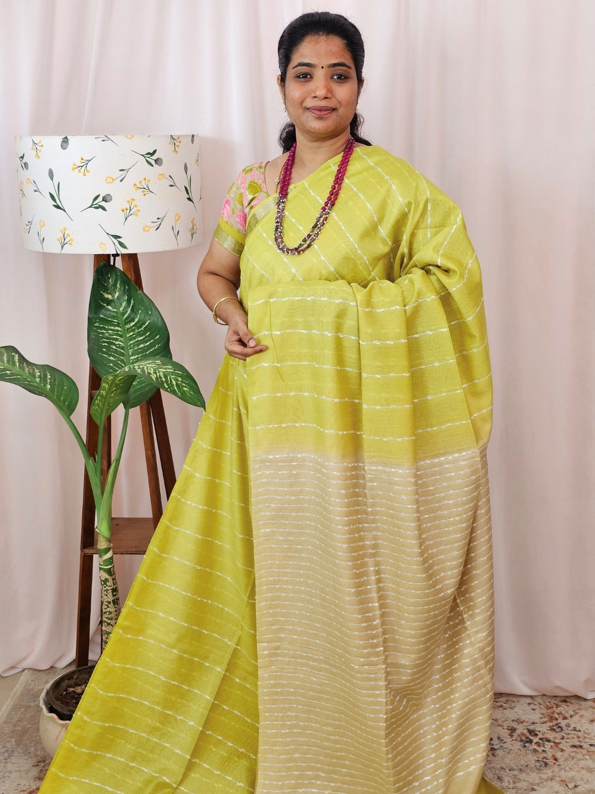 Bhagalpuri Fancy Sarees -  Yellow with Cream