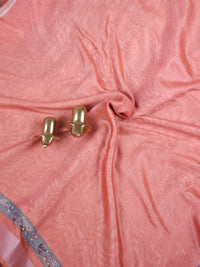 Soft Semi Tussar with Digital Prints - Peach