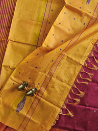 Chinnalampattu Saree - Dark Red with Yellow