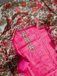 Chanderi with Kantha Unstitched Salwar Suit - Pink (Copy)
