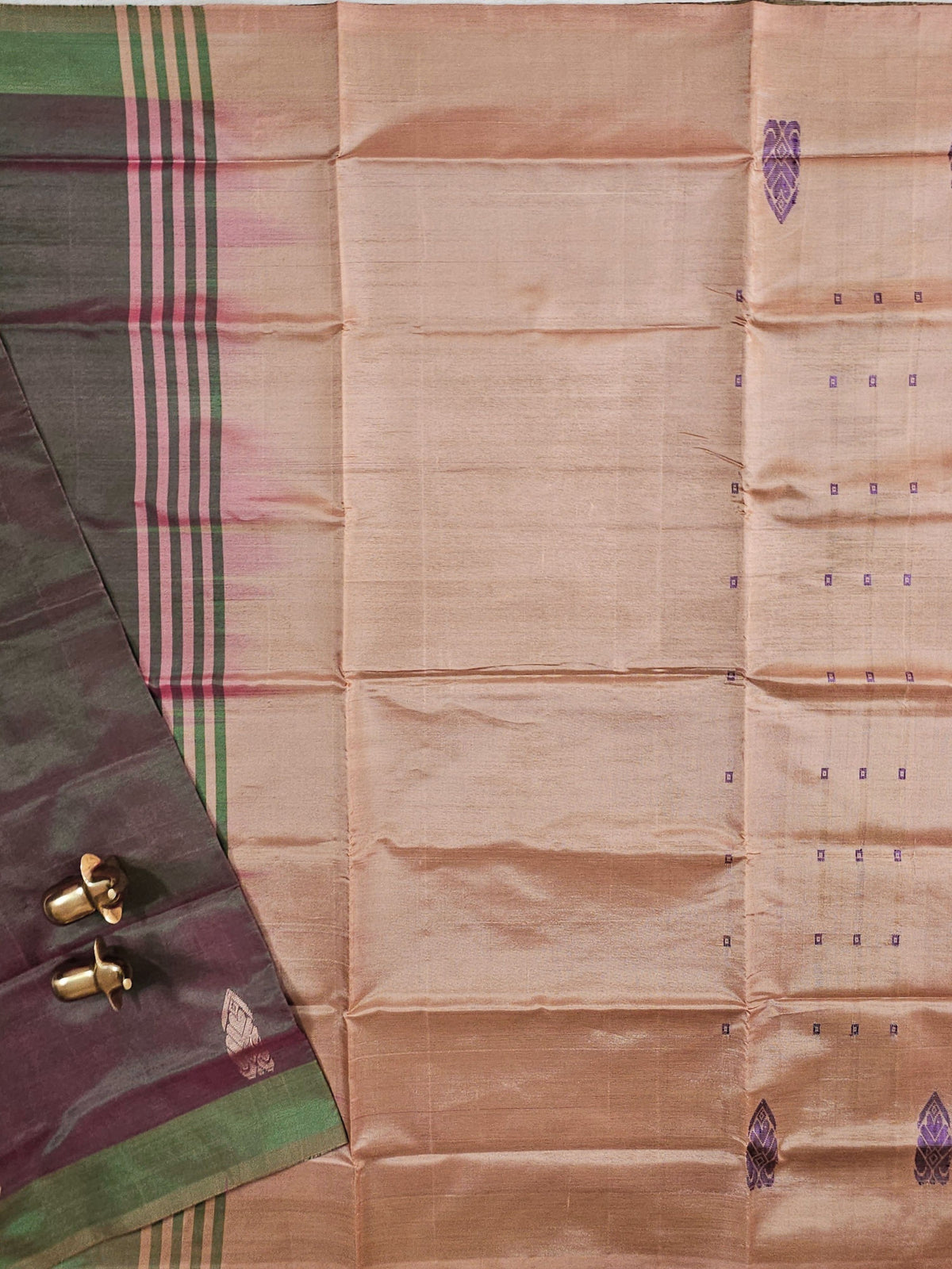 Chinnalampattu Saree - Dual Shade off Green with Pink