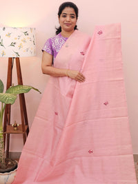 Premium Soft Linen Tissue with Hand Emboridery - Pink