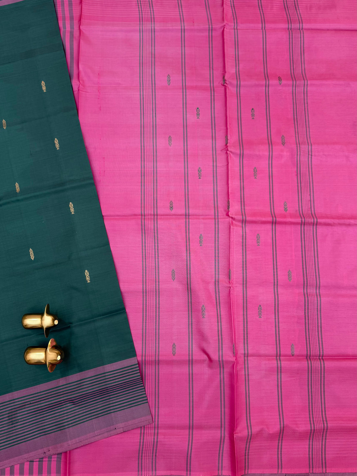 Chinnalampattu Saree - Green with Pink