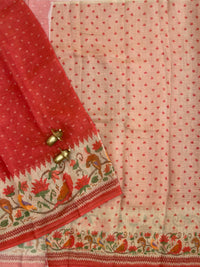 Linen Tissue with Digital Printed Sarees - Peach