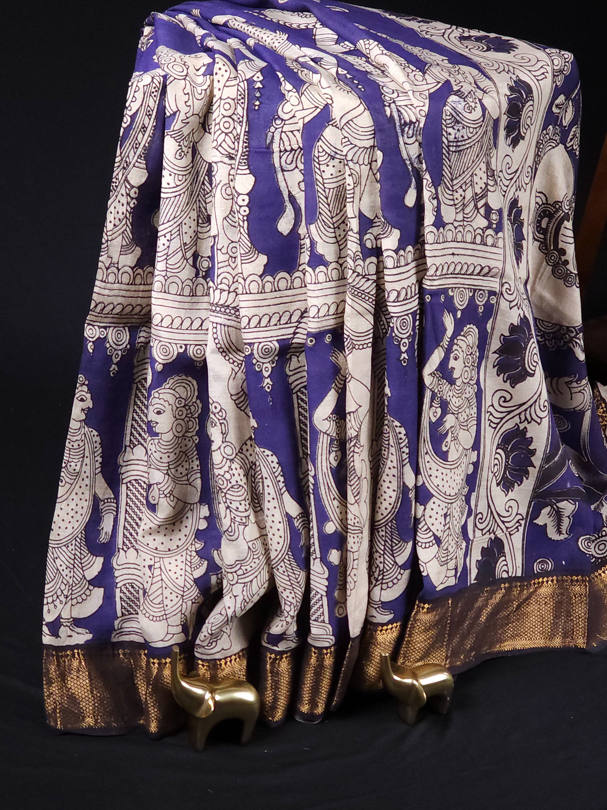 Chennuri Silk - Cream With Blue