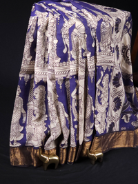 Chennuri Silk - Cream With Blue