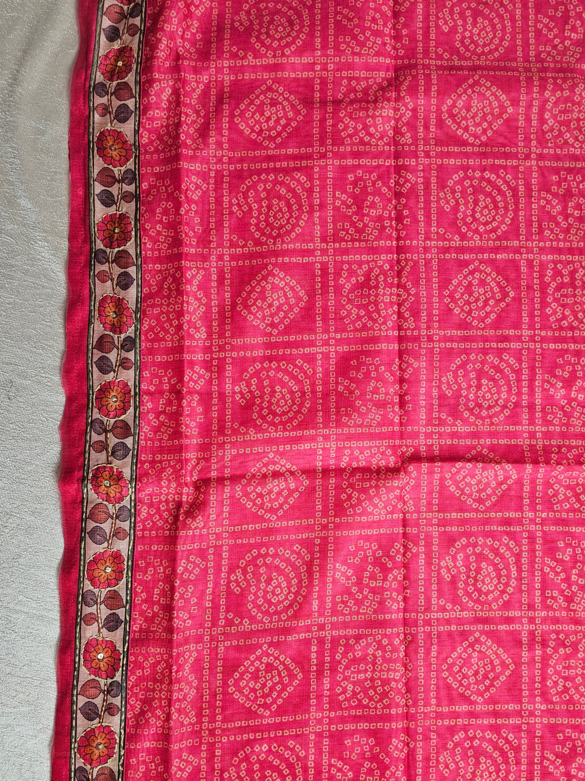 Chanderi with Kantha Unstitched Salwar Suit - Pink (Copy)