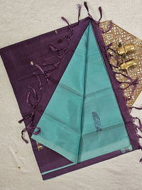Sky Blue with Dark Purple Chinnalampattu Saree with Blouse