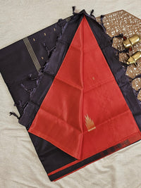 Red with Dark Brown Chinnalampattu Saree with Blouse