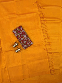 Handwoven Mangalagiri Plain Pattu Saree - Yellow