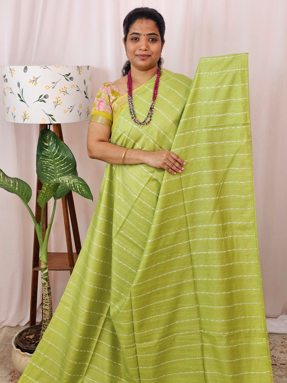 Bhagalpuri Fancy Sarees - Green  with Cream