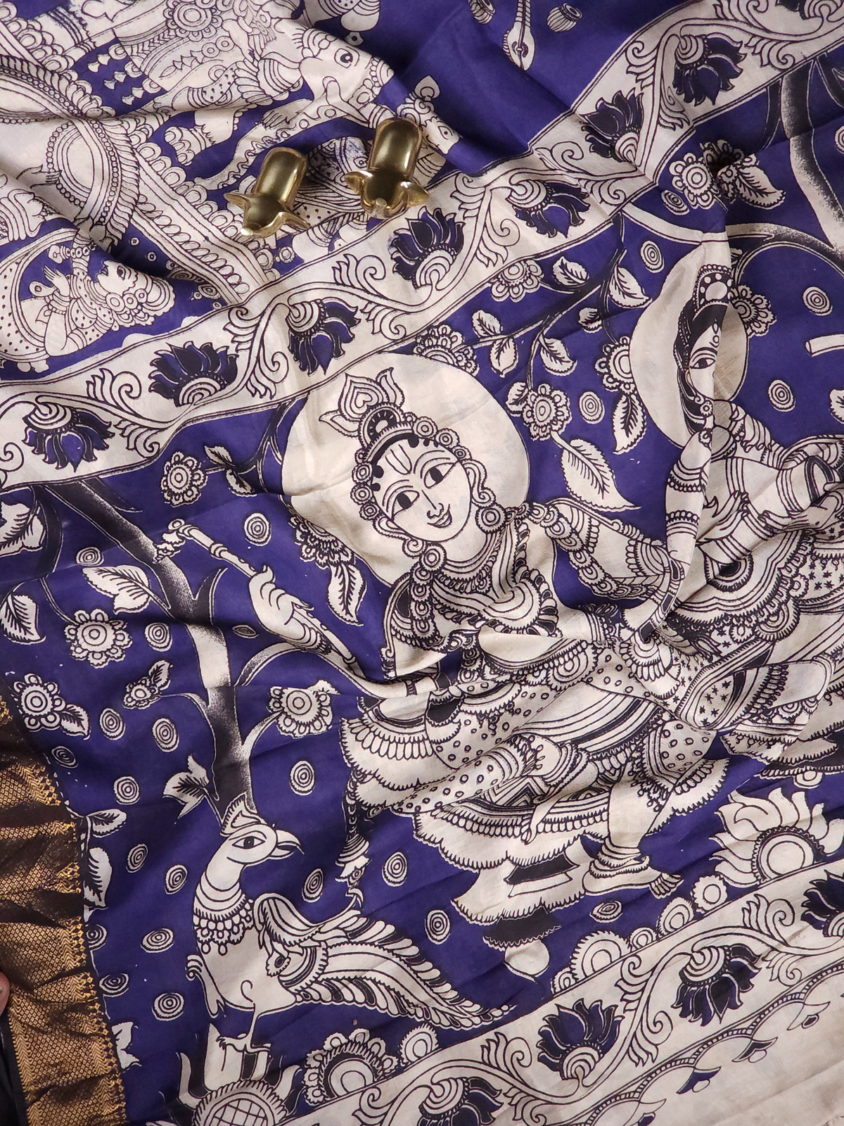 Chennuri Silk - Cream With Blue