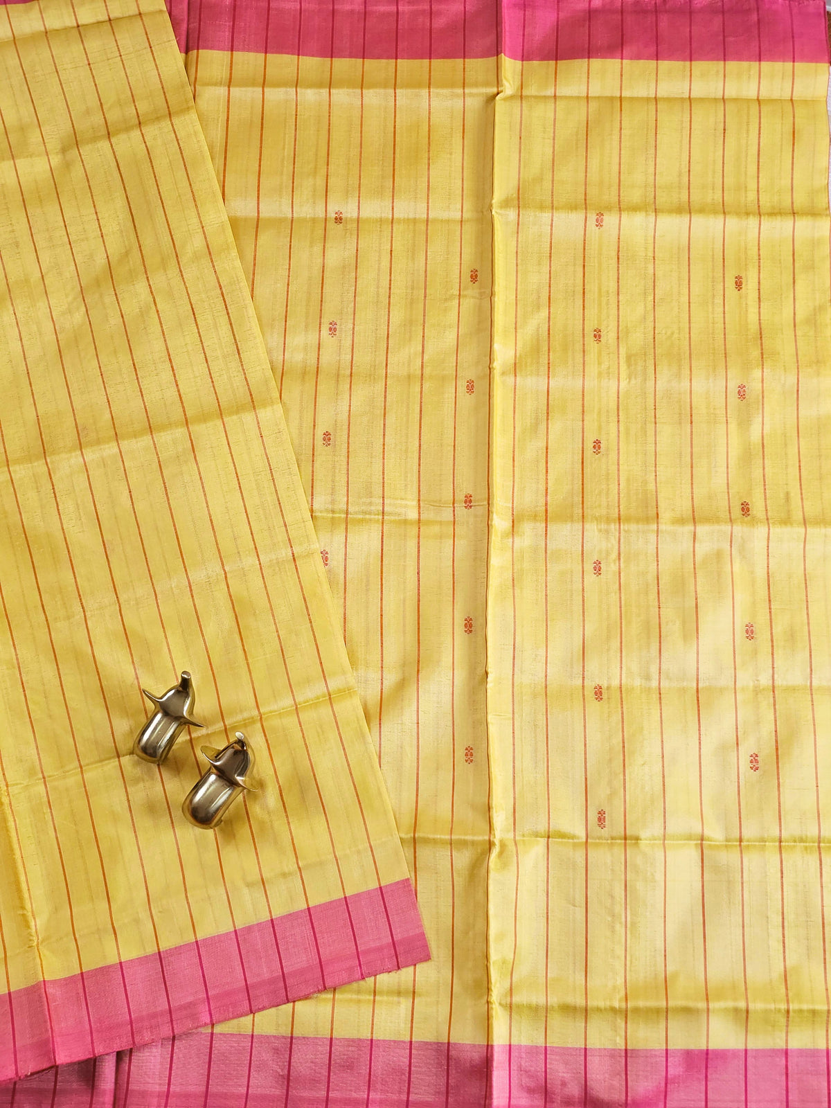 Chinnalampattu Saree - Yellow with Pink