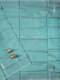 Sky Blue with Dark Purple Chinnalampattu Saree with Blouse