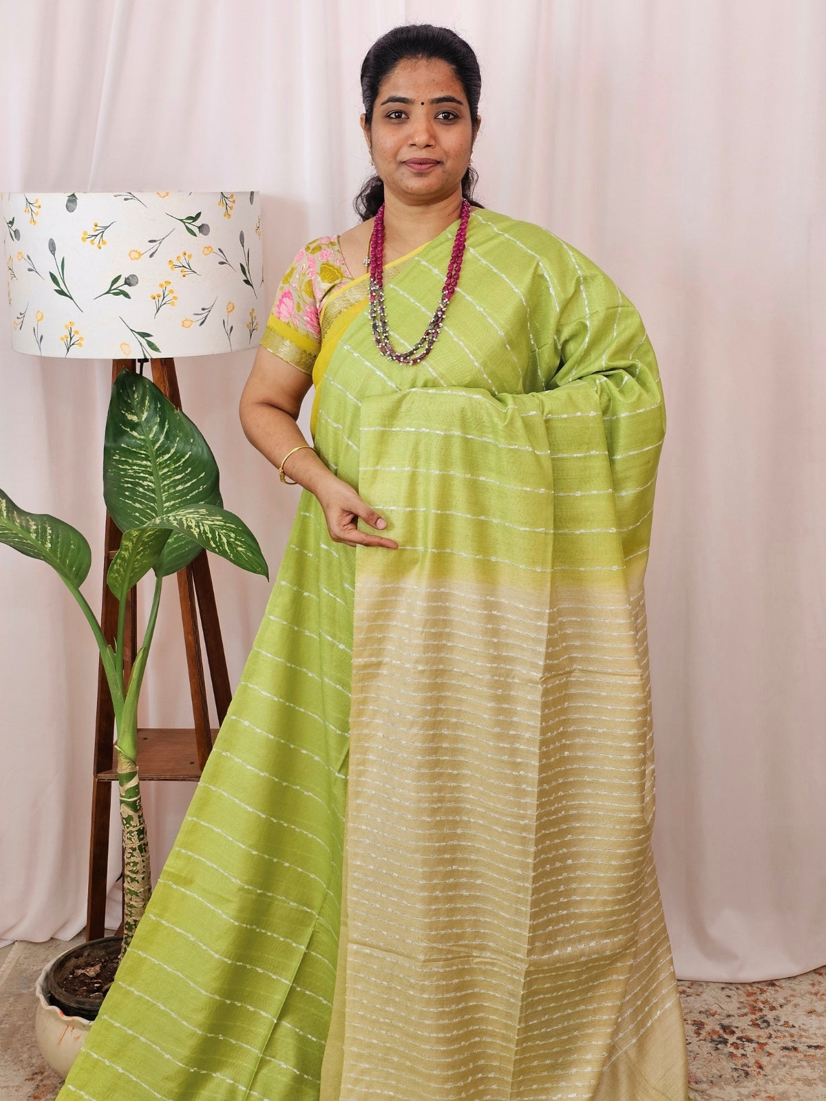 Bhagalpuri Fancy Sarees - Green  with Cream