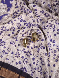 Chennuri Silk - Cream With Blue