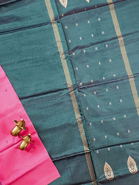 Chinnalampattu Saree with Blouse - Pink with Peacock Green