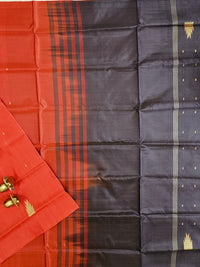 Red with Dark Brown Chinnalampattu Saree with Blouse