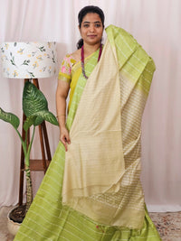 Bhagalpuri Fancy Sarees - Green  with Cream