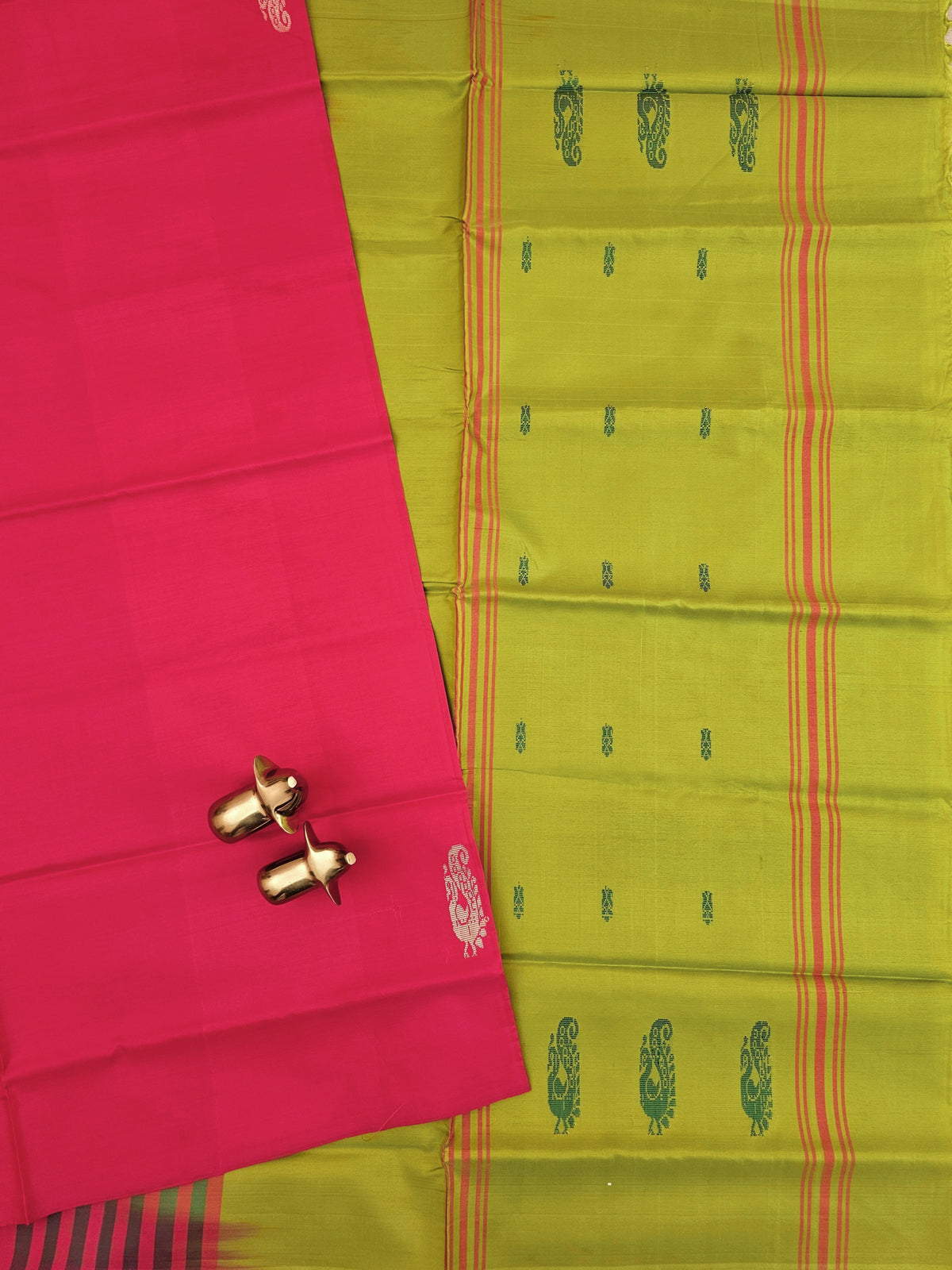 Pink with Green Chinnalampattu Saree with Blouse
