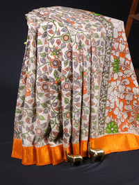 Chennuri Silk - Green with Orange