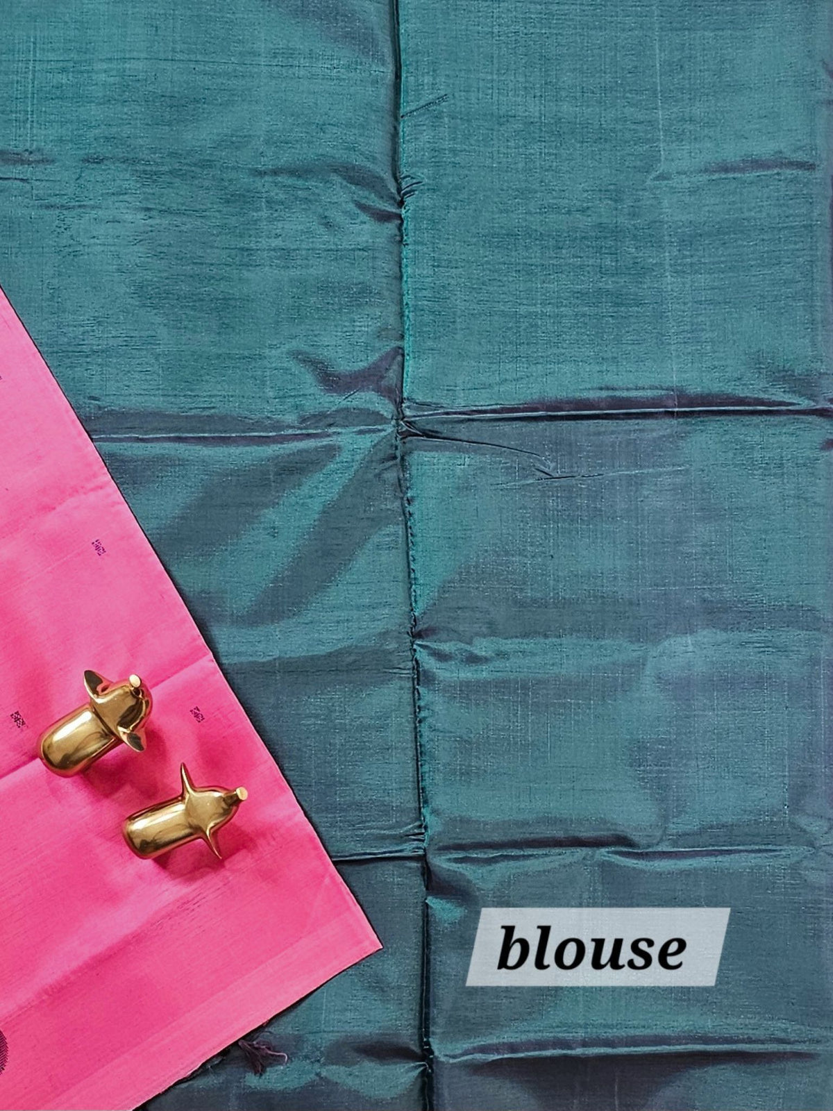 Chinnalampattu Saree with Blouse - Pink with Peacock Green