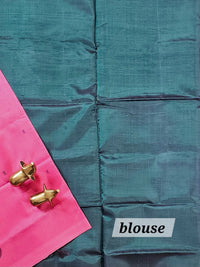 Chinnalampattu Saree with Blouse - Pink with Peacock Green
