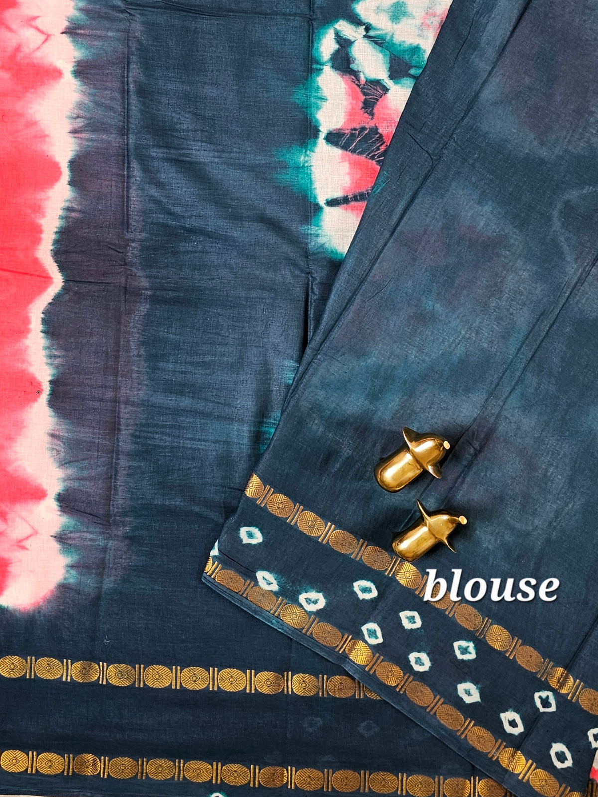 Madurai Sungadi Cotton Saree - Pink with Peacock Green