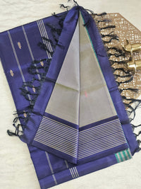 Chinnalampattu Saree - Dual Shade Greyish Green with Violet