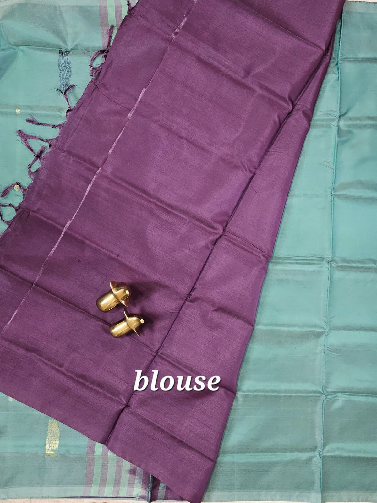 Sky Blue with Dark Purple Chinnalampattu Saree with Blouse