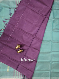 Sky Blue with Dark Purple Chinnalampattu Saree with Blouse