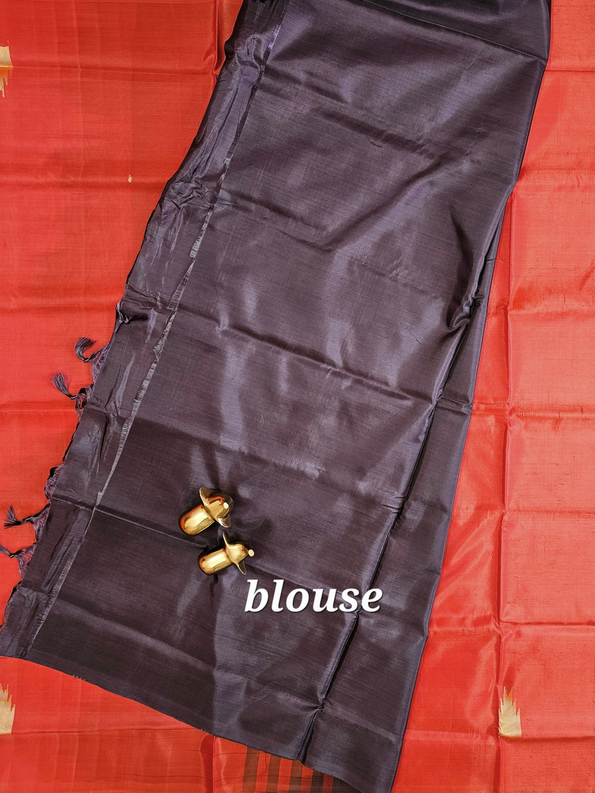 Red with Dark Brown Chinnalampattu Saree with Blouse