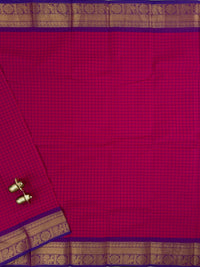 Chettinad Cotton Saree - Pink with Purple Checks