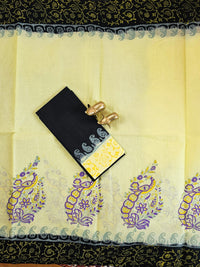 Pure Cotton with Hand Block Prints - Sandal with Black