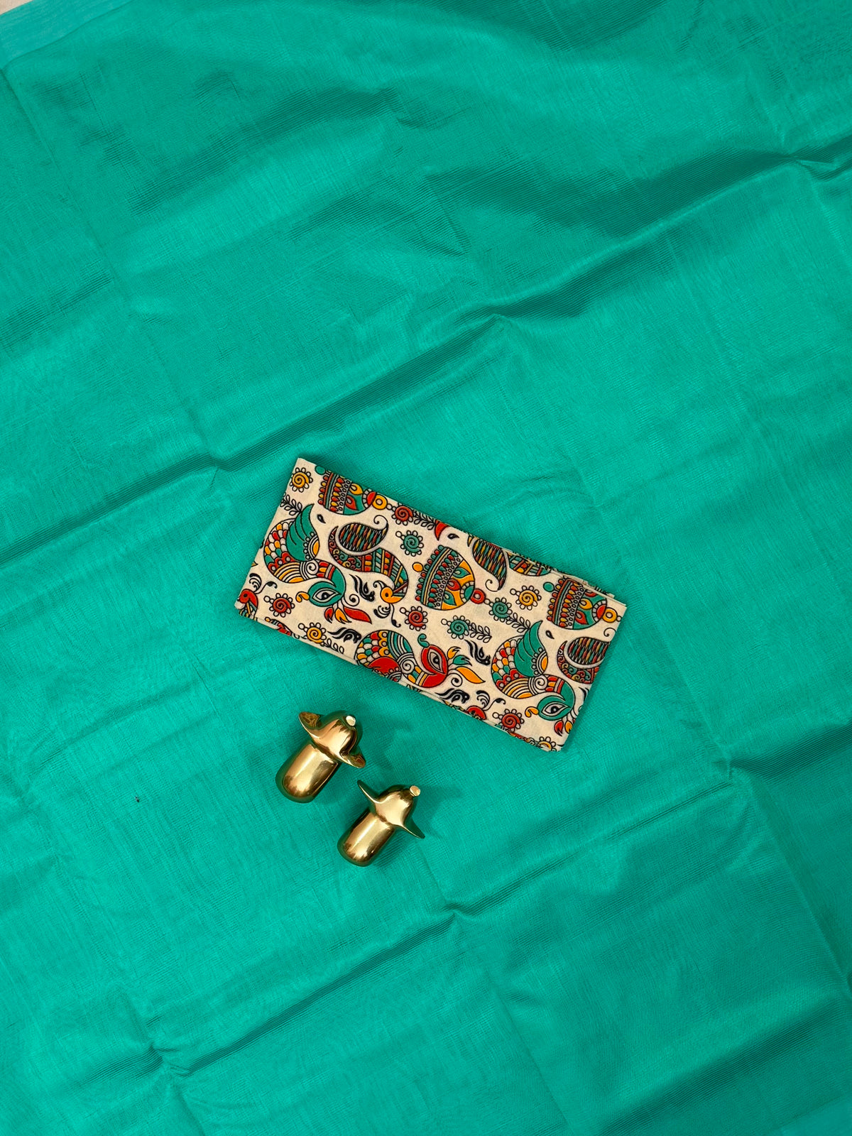 Handwoven Mangalagiri Plain Pattu Saree - Sea Green