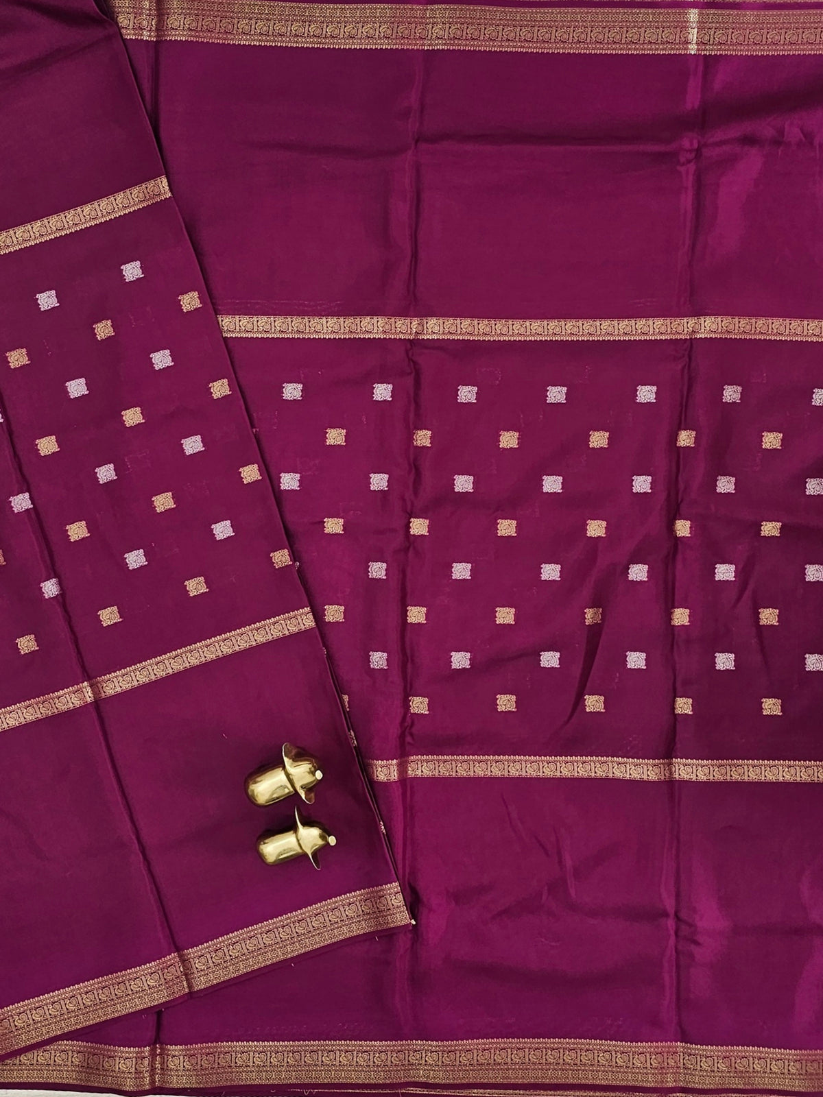 Semi Mysore Crepe Silk Saree - Wine