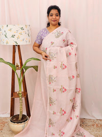 Premium Semi Tussar Kota Weaving Saree - Pink